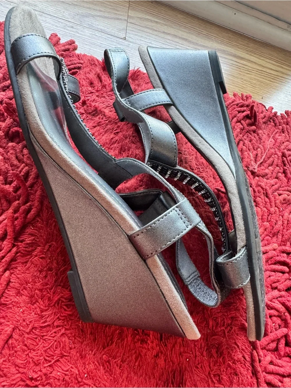 Brand new silver rhinestone wedge sandals